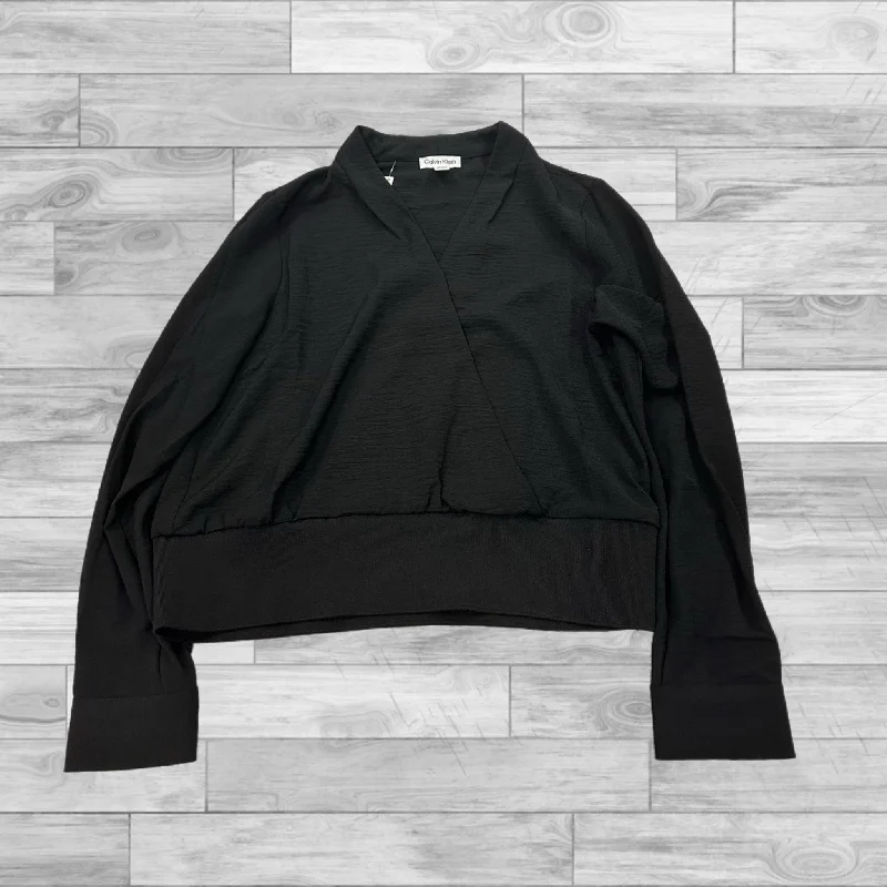 Top Long Sleeve By Calvin Klein In Black, Size: M