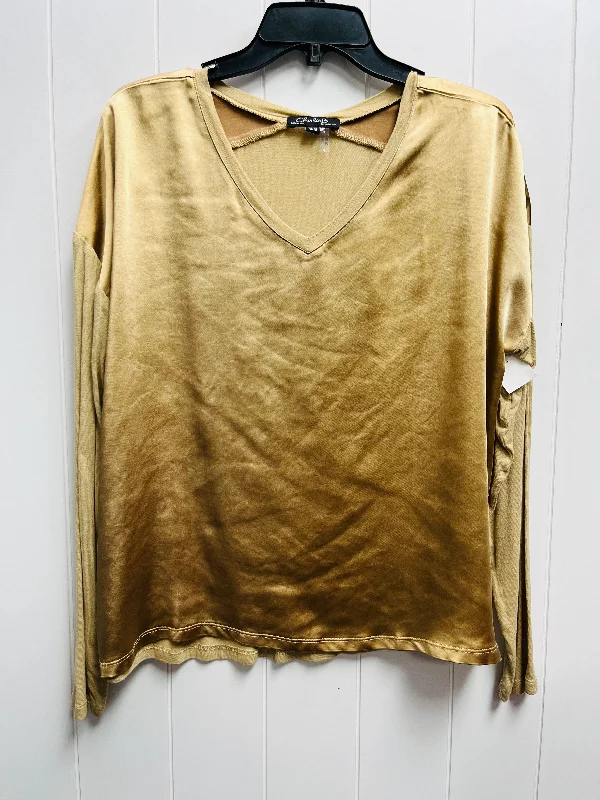 Top Long Sleeve By Charlie B In Tan, Size: M