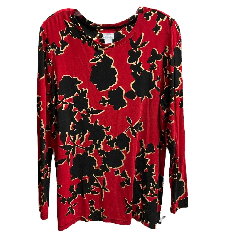 Top Long Sleeve By Chicos In Black & Red, Size: Xl