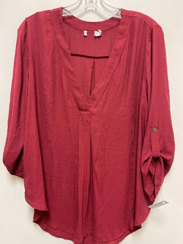 Top Long Sleeve By Clothes Mentor In Red, Size: L