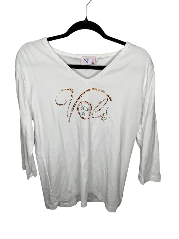 Top Long Sleeve By Cmc In White, Size: L