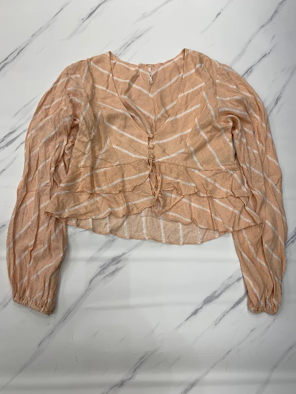 Top Long Sleeve By Free People In Peach, Size: S