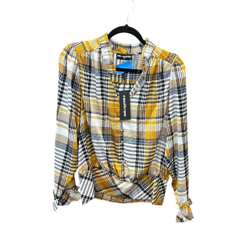 Top Long Sleeve By Karl Lagerfeld In Yellow, Size: M