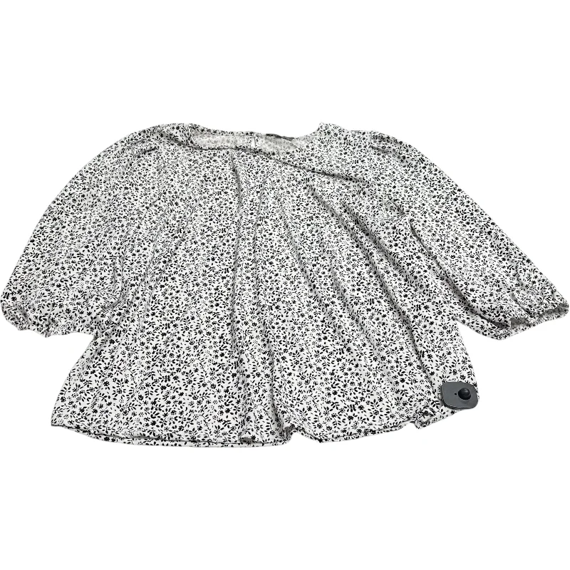 Top 3/4 Sleeve By Adrianna Papell In Black & White, Size: 3x