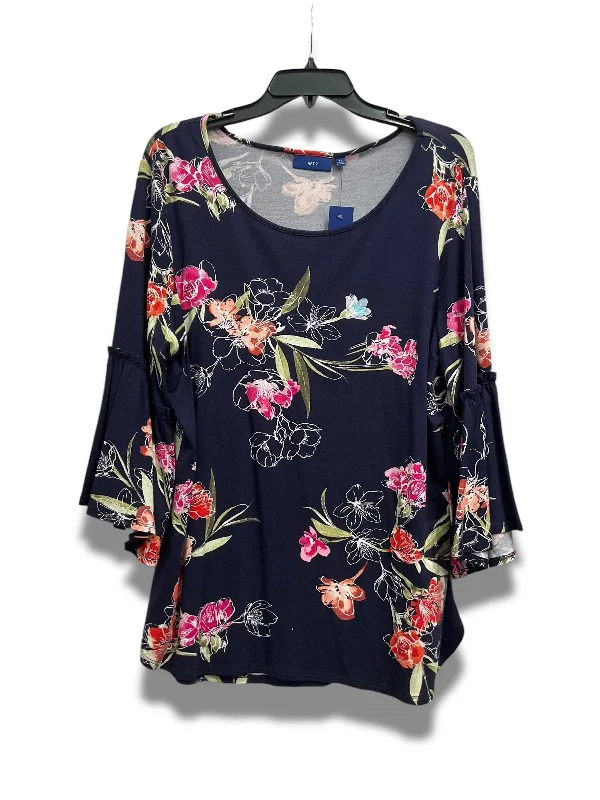 Top 3/4 Sleeve By Apt 9 In Floral Print, Size: Xl