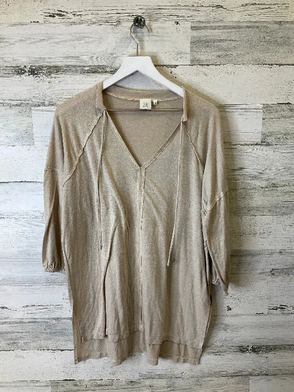 Top 3/4 Sleeve By Good Luck Gem In Tan, Size: L