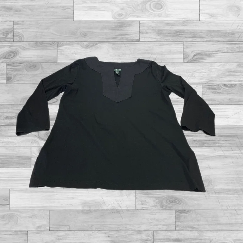 Top 3/4 Sleeve By Lauren By Ralph Lauren In Black, Size: Petite  Medium