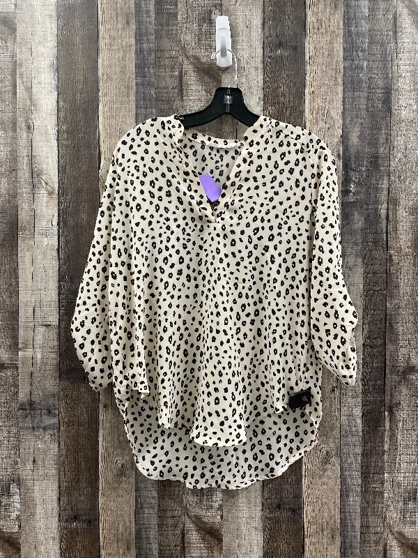 Top 3/4 Sleeve By Lush In Black & Cream, Size: S