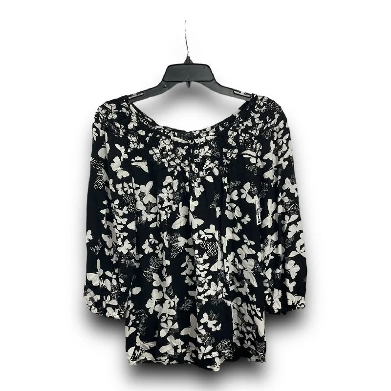 Top 3/4 Sleeve By Talbots In Floral Print, Size: S