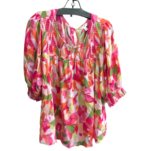 Top 3/4 Sleeve By Terra & Sky In Floral Print, Size: 3x